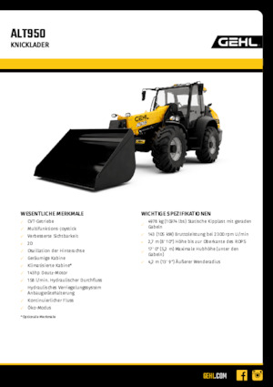 Колісні навантажувачі Gehl ALT950