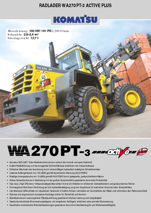 Колісні навантажувачі Komatsu WA270PT active Plus