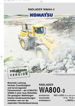 Колісні навантажувачі Komatsu WA800-3