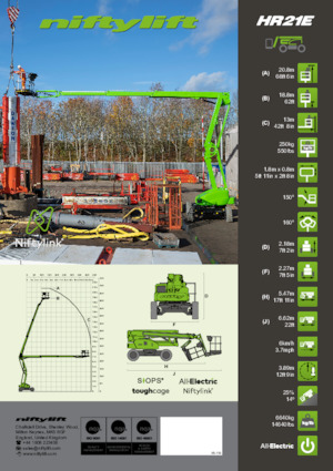 Колісні підйомники з шарнірною стрілою Niftylift HR21E