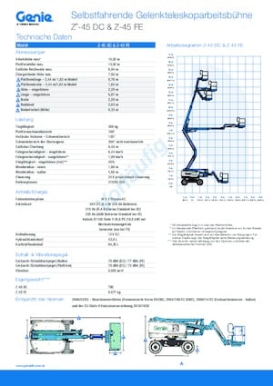 Колісні підйомники з шарнірною стрілою Genie Z-45 DC