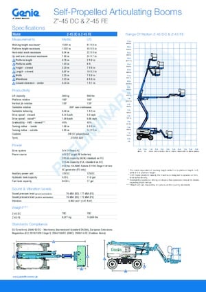 Колісні підйомники з шарнірною стрілою Genie Z-45 DC