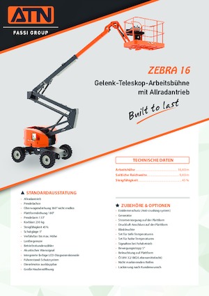 Колісні підйомники з шарнірною стрілою ATN ZEBRA 16