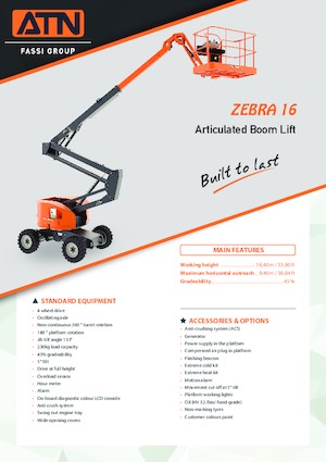 Колісні підйомники з шарнірною стрілою ATN ZEBRA 16