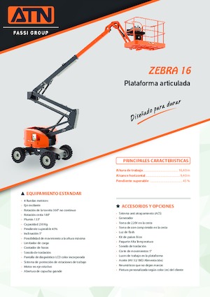 Колісні підйомники з шарнірною стрілою ATN ZEBRA 16