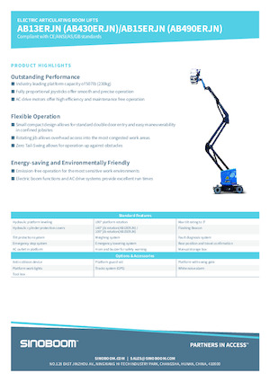 Колісні підйомники з шарнірною стрілою Sinoboom AB15ERJN