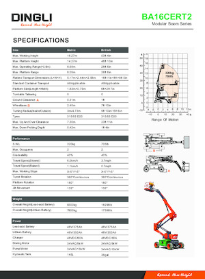 Колісні підйомники з шарнірною стрілою Dingli BA16CERT2