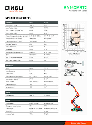 Колісні підйомники з шарнірною стрілою Dingli BA16CMRT2
