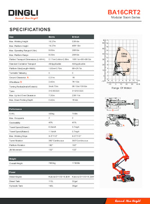 Колісні підйомники з шарнірною стрілою Dingli BA16CRT2