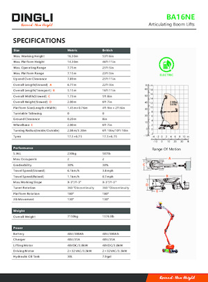 Колісні підйомники з шарнірною стрілою Dingli BA16NE