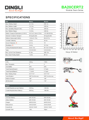 Колісні підйомники з шарнірною стрілою Dingli BA20CERT2