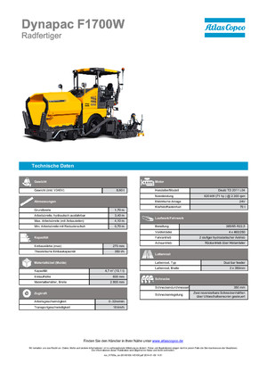 Колісні асфальтоукладальники Dynapac F 1700 W