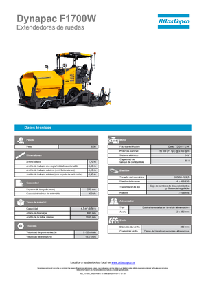 Колісні асфальтоукладальники Dynapac F 1700 W