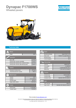 Колісні асфальтоукладальники Dynapac F 1700 WS