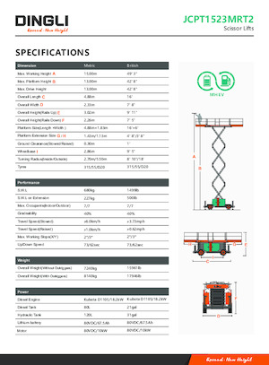 Ножичні підйомники колісні Dingli JCPT1523MRT2