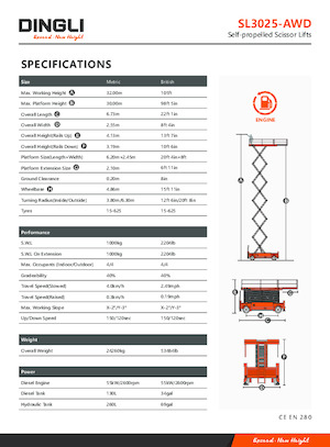 Ножичні підйомники колісні Dingli SL3025-AWD