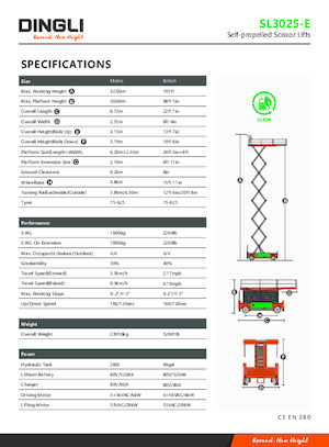 Ножичні підйомники колісні Dingli SL3025-E