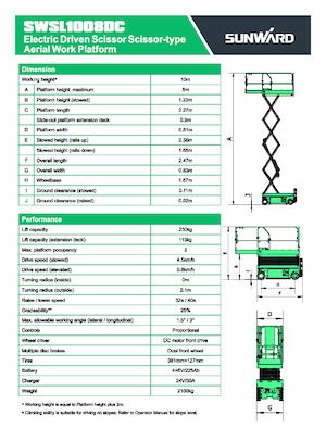 Ножичні підйомники колісні Sunward SWSL 1008 DC