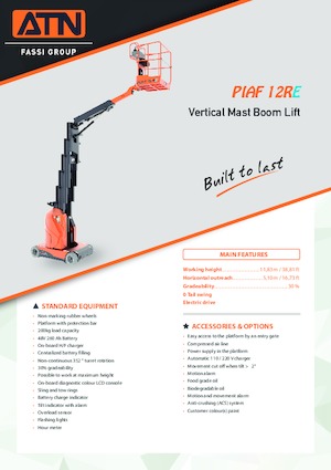 Підйомники з однією вертикальною щоглою ATN PIAF 12RE